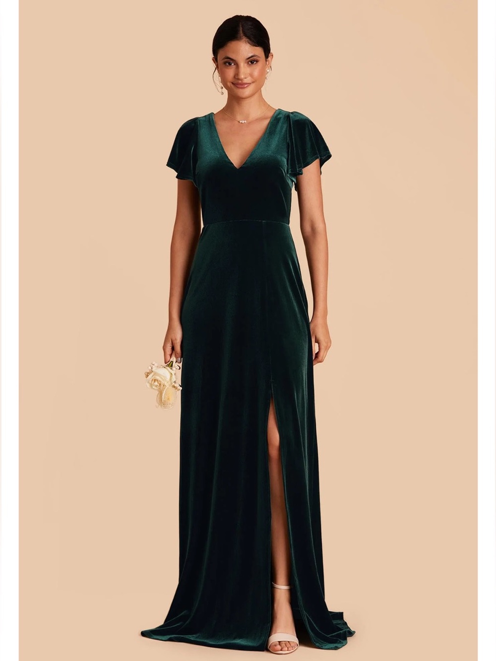 Birdy Grey Emerald Hannah Velvet Bridesmaid Dress - Size S